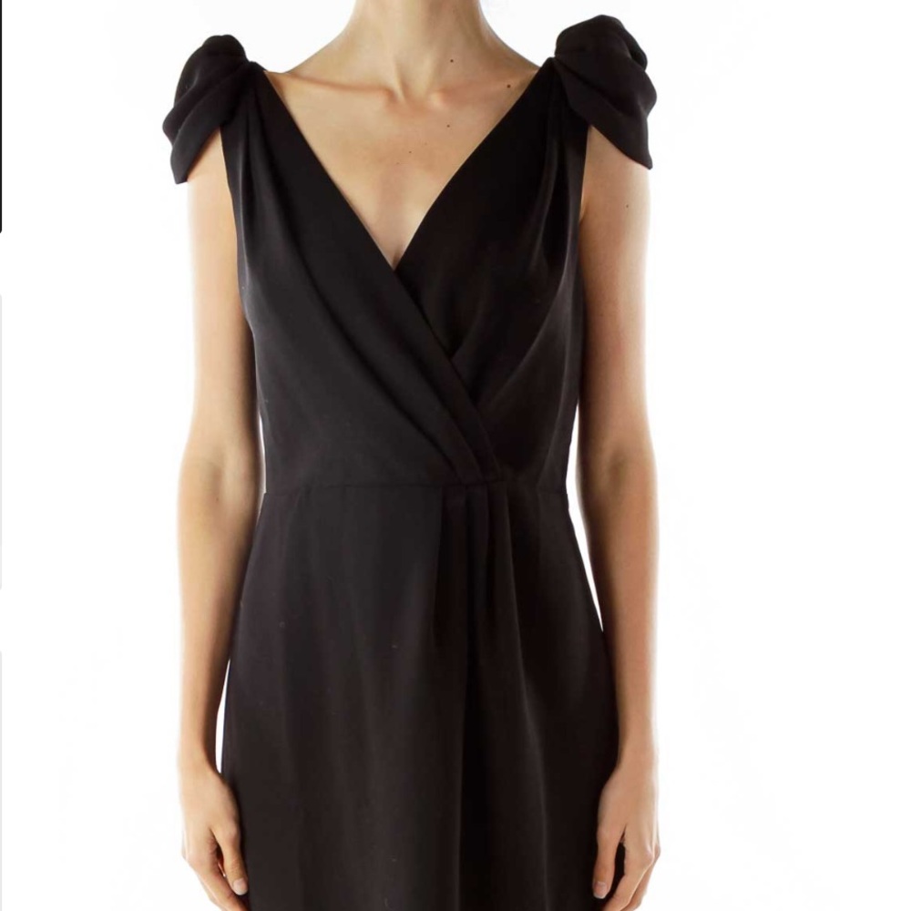 Ann Taylor Loft Black Ruffle Cap Sleeve Dress Size 4